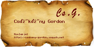 Csákány Gordon névjegykártya