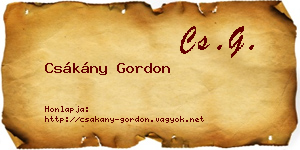 Csákány Gordon névjegykártya